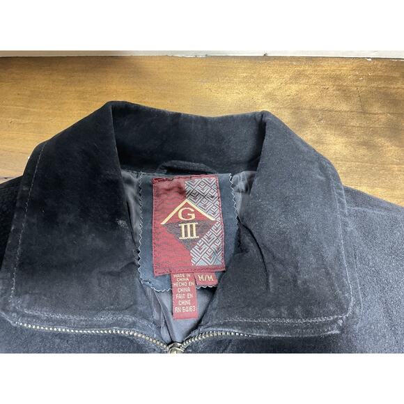 G-III Vtg Suede Jacket Women Medium Black 100% Leather Coat Quilted Belt Y2K 90s - Picture 3 of 11